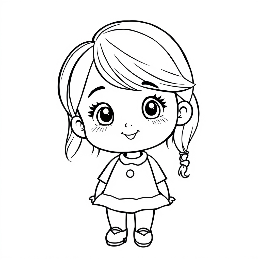 a girl line art